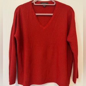red knit sweater